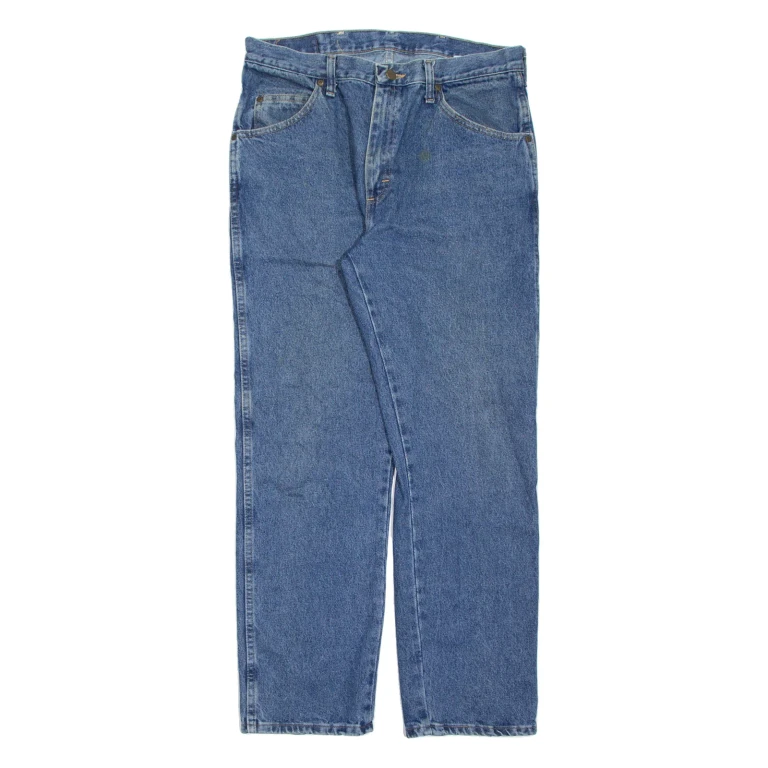 WRANGLER Mens Jeans Blue Regular Straight Stone Wash W35 L30