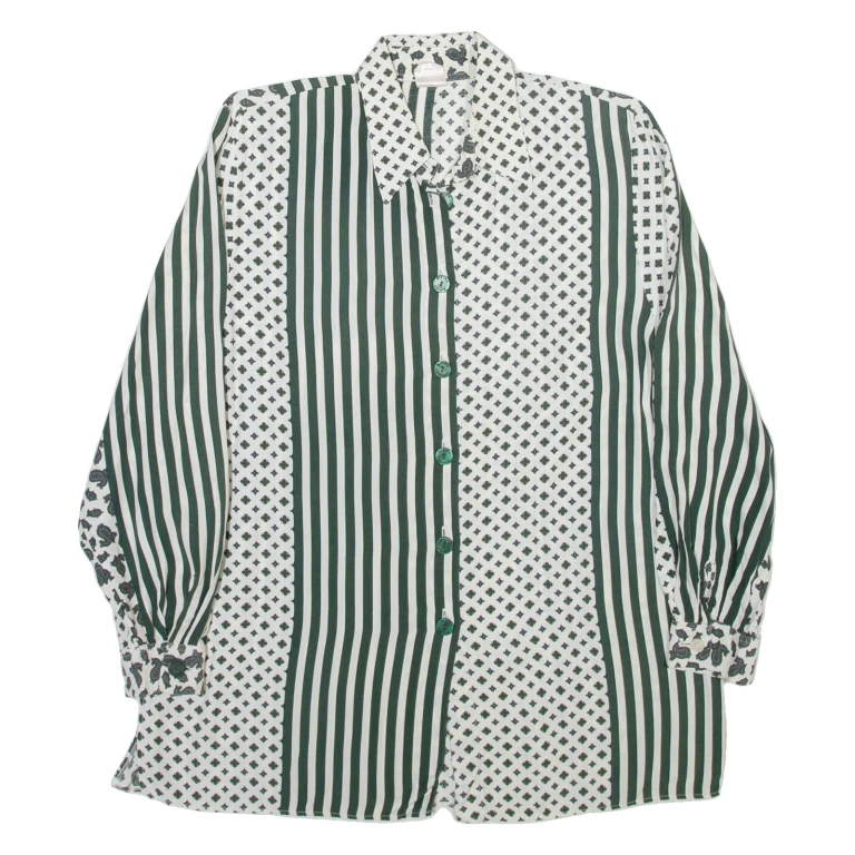 DIVINA Womens Shirt White Viscose Striped Long Sleeve M