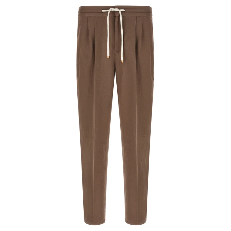 Brunello Cucinelli Brown Linen Casual Pants - Men