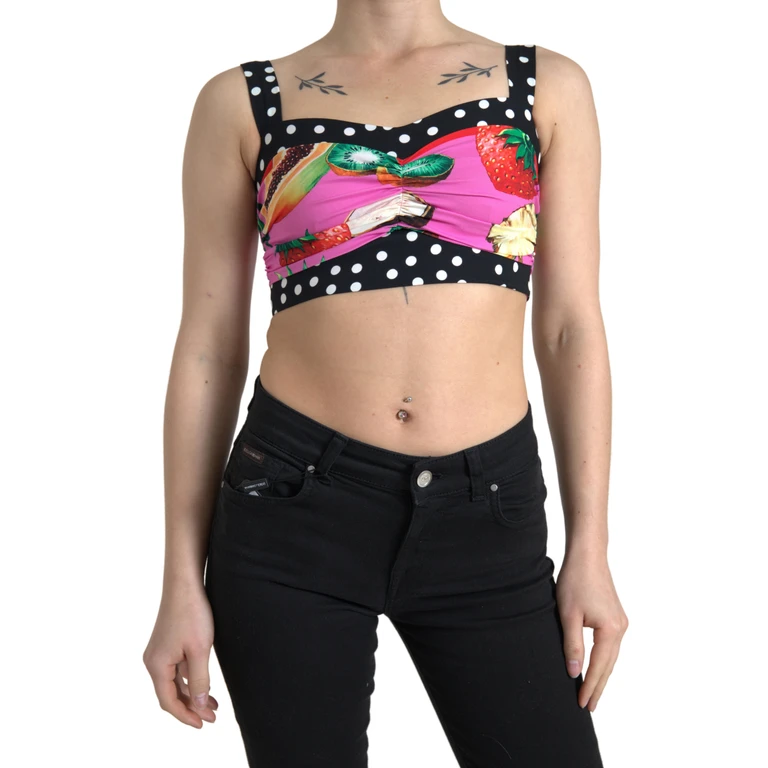 Dolce & Gabbana Multicolor Silk Cropped Bustier Corset Top Elastane - Women