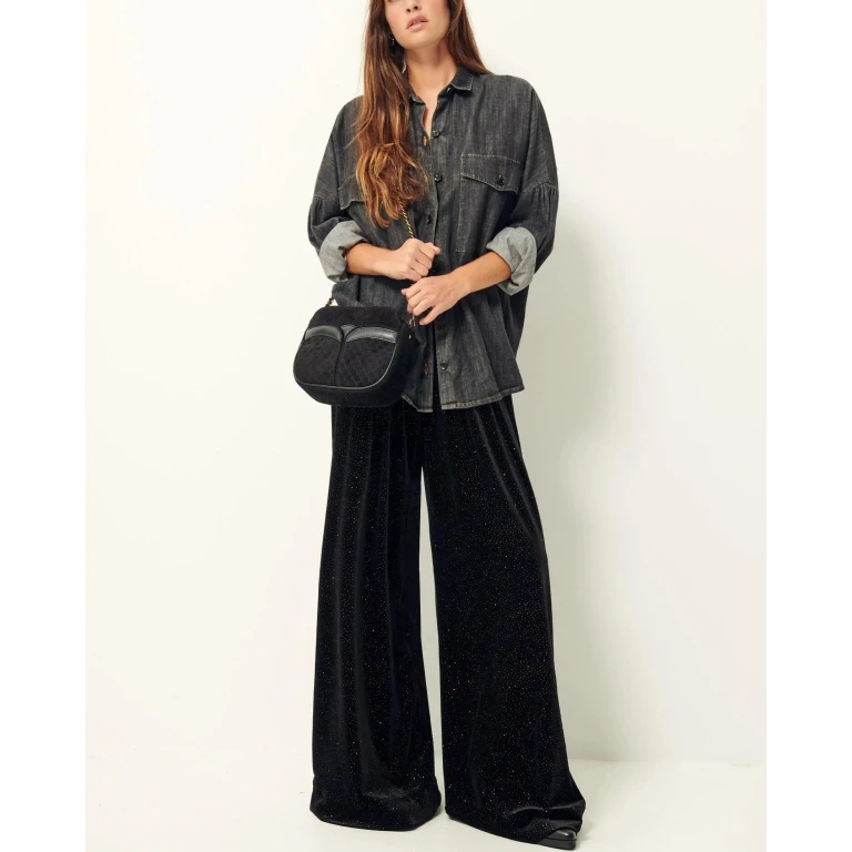 Pants Chaggy Shiny-Black - SHINY BLACK / FR-36