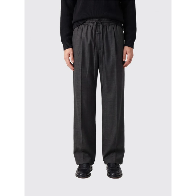 Wide-Leg Pure Virgin Wool Trousers with Drawstring Waist (FG9M65653RVWG067)
