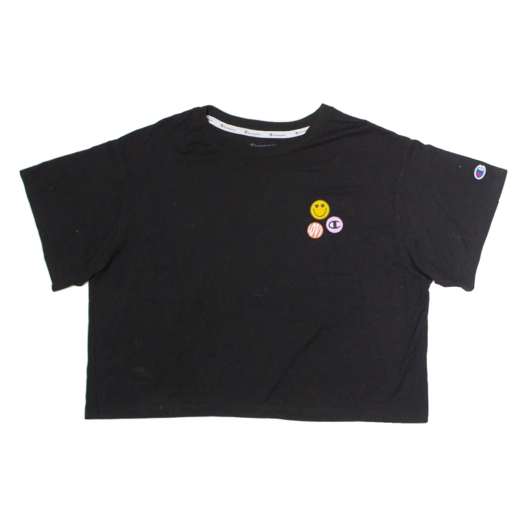 CHAMPION Crop Womens T-Shirt Black XL
