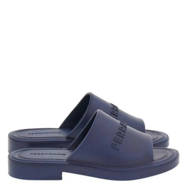 Ferragamo Giuneva Logo Embossed Slides, Size 7
