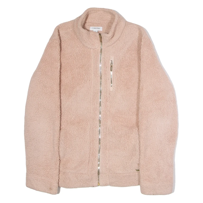 CALVIN KLEIN Womens Fleece Jacket Pink L