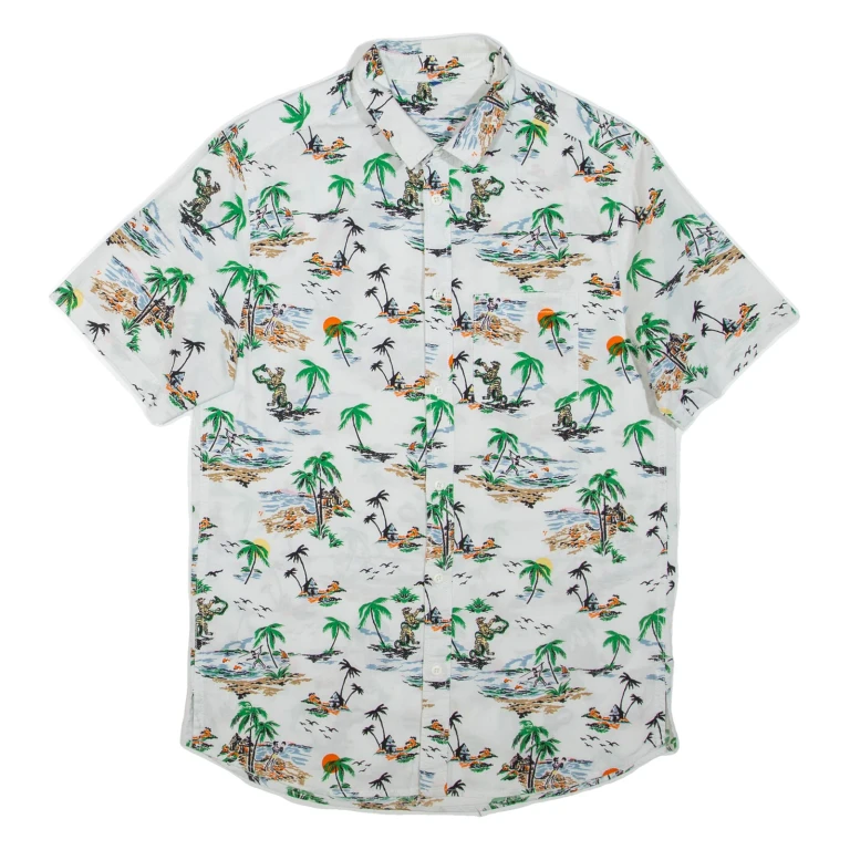 Mens Hawaiian Shirt White S