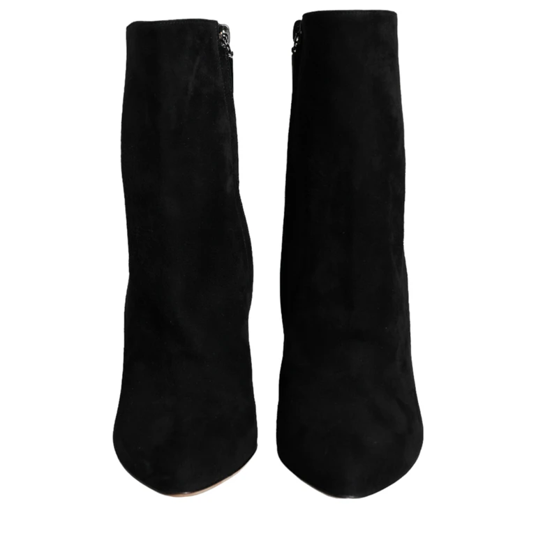 Dolce & Gabbana Black Suede Leather Mid Calf Boots Shoes - Women