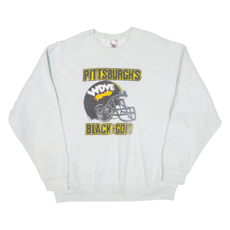 FRUIT OF THE LOOM Pittsburgh's Black&gold Mens Sweatshirt Grey USA 2XL
