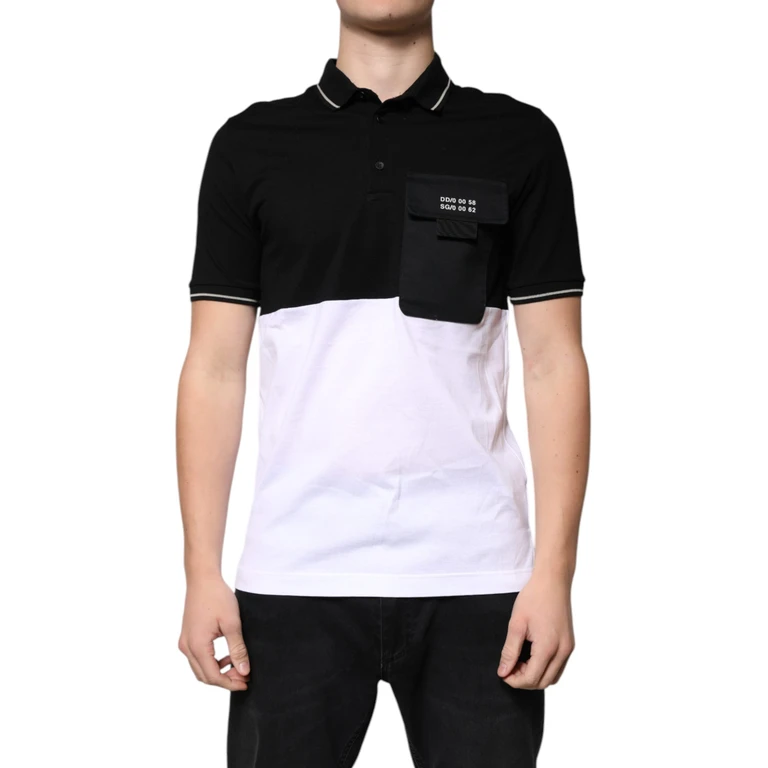 Dolce & Gabbana Black White Cotton Short Sleeves Polo T-Shirt And - Men