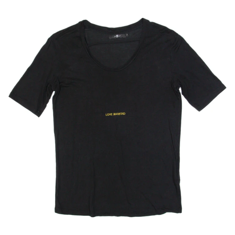 7 FOR ALL MANKIND Womens T-Shirt Black S