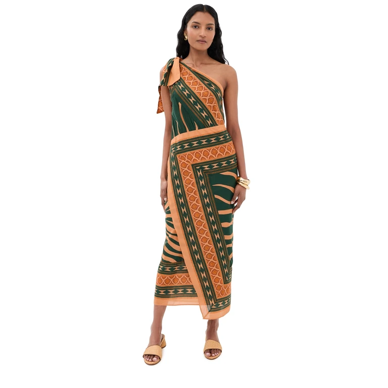 Johanna Ortiz Embracing Courage Ankle Dress Dark Green/Camel 2