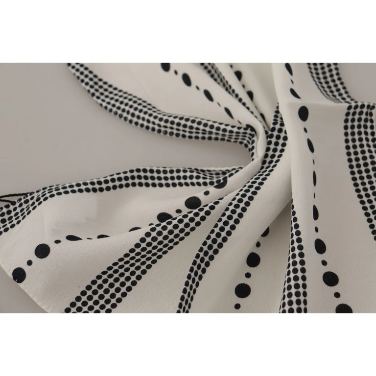 Dolce & Gabbana White Dotted Stripes Square Handkerchief Viscose Scarf - Women
