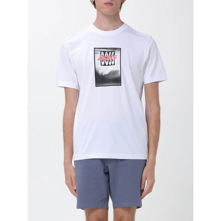 Crew Neck Pure Cotton T-shirt with Printed Front Logo (50561846100)