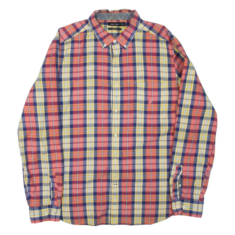 NAUTICA Mens Shirt Red Check Long Sleeve XL