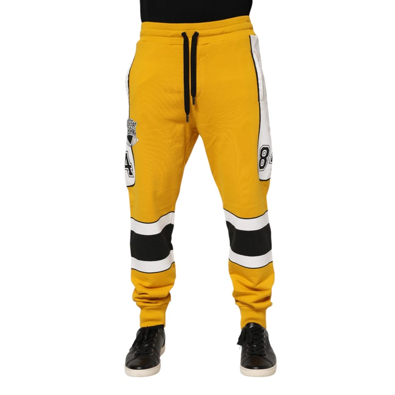 Dolce & Gabbana Yellow Cotton Drawstring Jogger Pants - Men