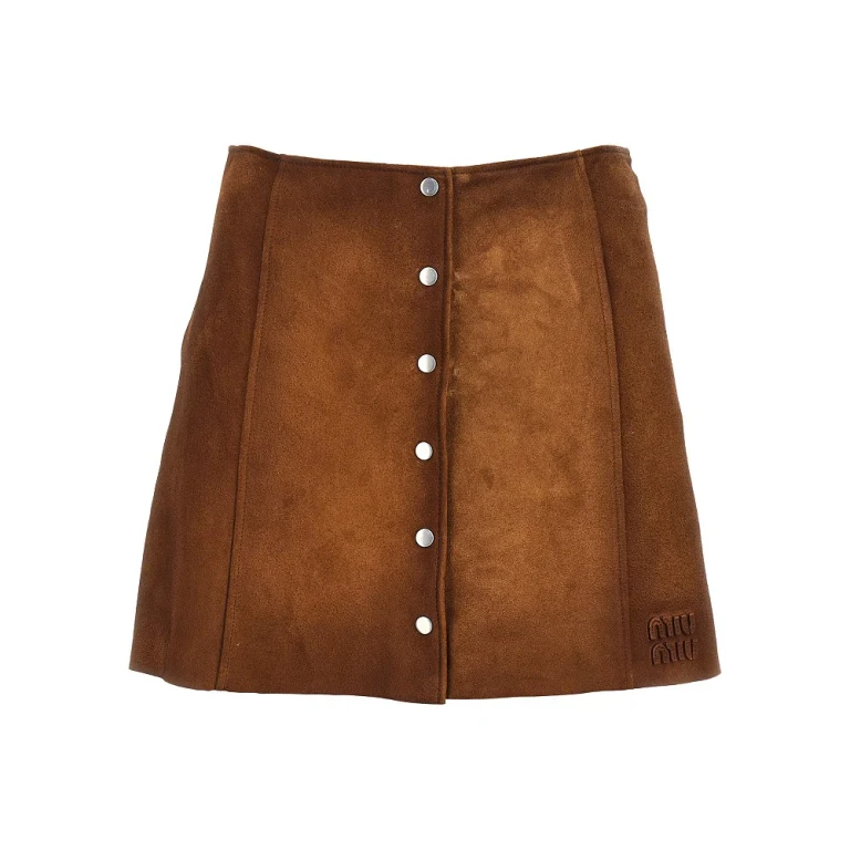 Waxed suede leather mini skirt Woman 40