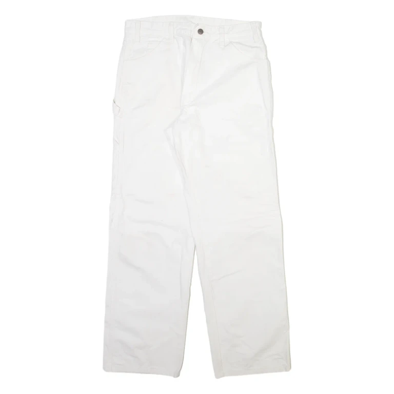 DICKIES Carpenter Mens Trousers White Regular Straight W30 L30
