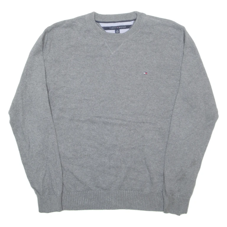 TOMMY HILFIGER Mens Jumper Grey Tight Knit XL