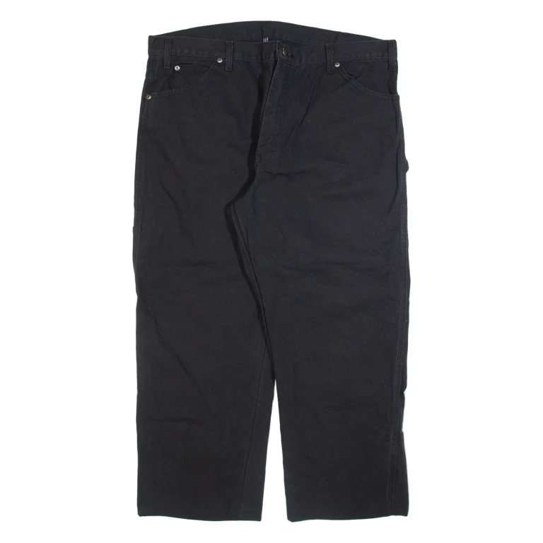 DICKIES Carpenter Mens Trousers Black Relaxed Straight W38 L26