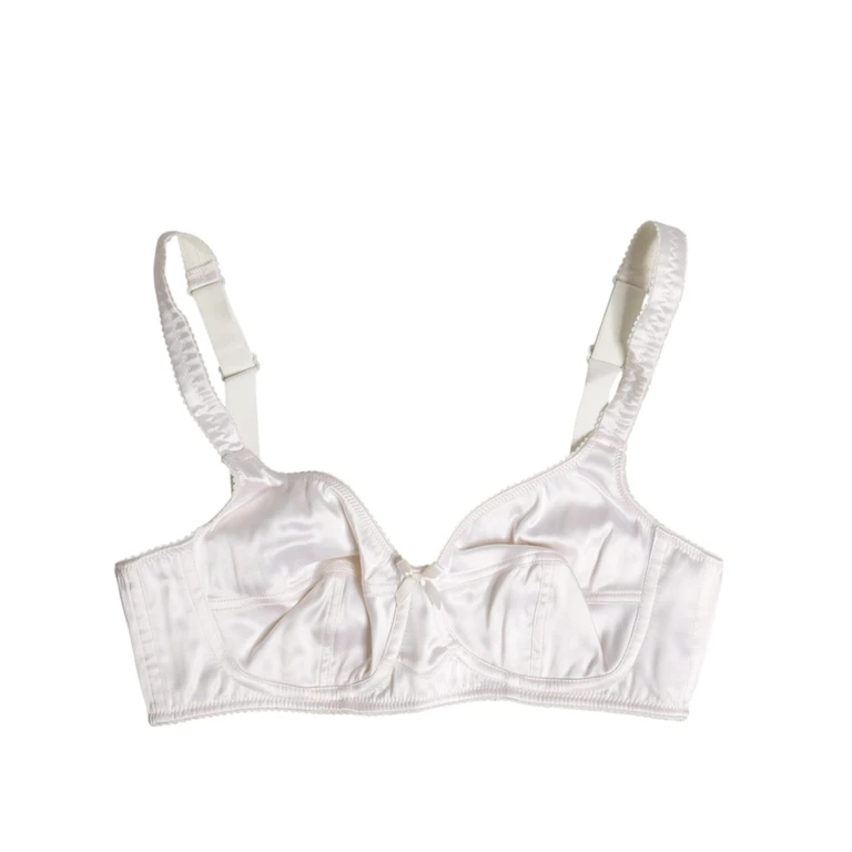 Dolce & Gabbana White Silk Balconette Non Wire Bra Underwear Cotton Elastane Nylon Clothing - Women