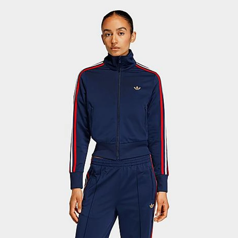 adidas Women's Originals Firebird Classic Track Top Jacket in Night Indigo/Better Scarlet/White Size: XXS