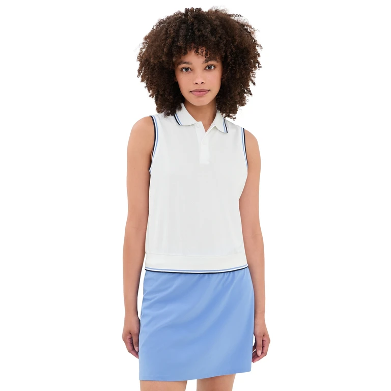 RLX Ralph Lauren Tour Pique Polo Top Ceramic White/Blue Mist/Ref Navy S
