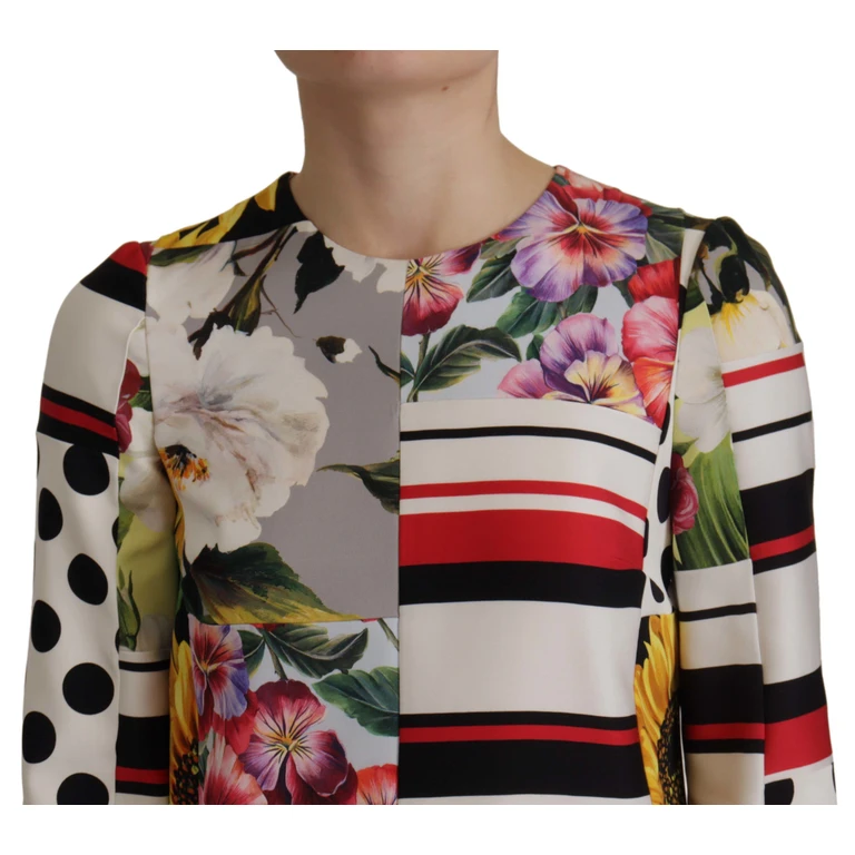 Dolce & Gabbana Multicolor Charmeuse Floral Sheath Jaquard Pachwork Dress Silk - Women