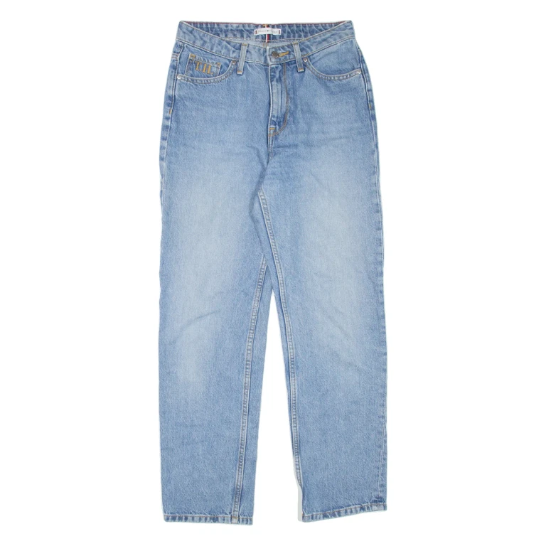 TOMMY HILFIGER Cropped Womens Jeans Blue Classic Straight Stone Wash W27 L27