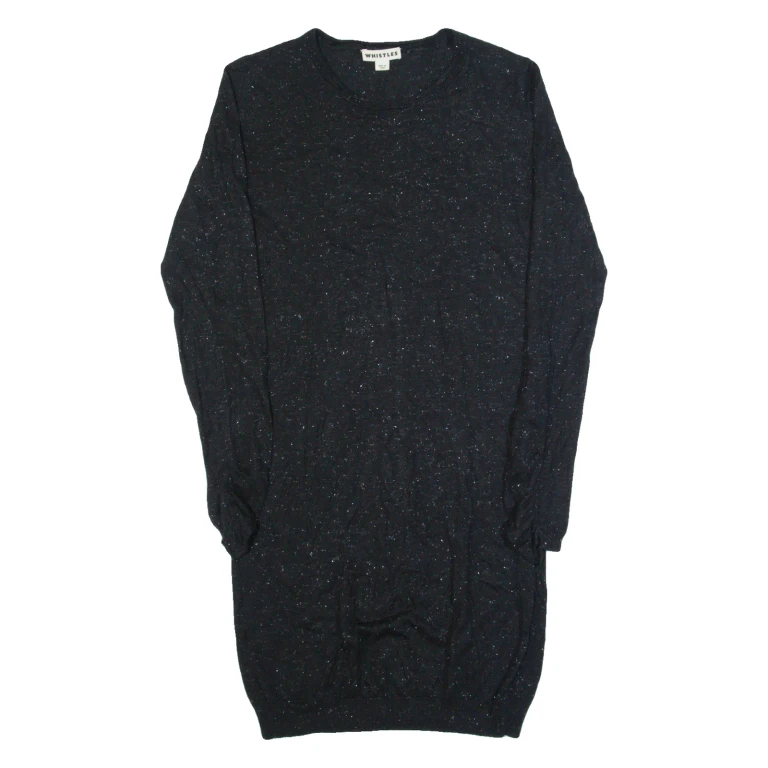 WHISTLES Womens Jumper Dress Black Knit Long Sleeve Knee Length UK 4