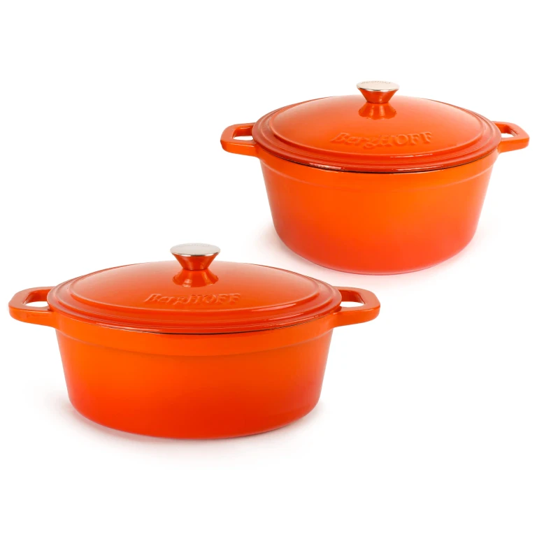 Neo 4pc Cast Iron Cookware Set, 5qt. & 7qt., Orange