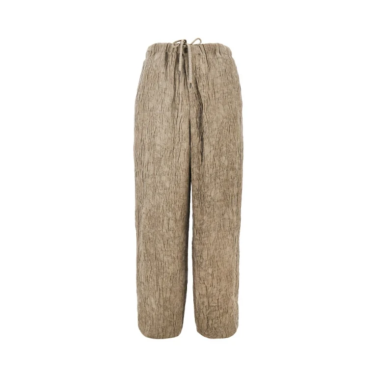 EMPORIO ARMANI Bark effect linen-blend pants Man 48