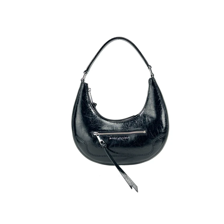 Marc Jacobs Cruiser Small Crescent Crinkle Leather Bag Silver - Women