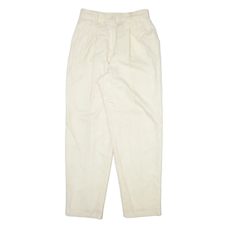 REQUIREMENTS Womens Trousers Cream Relaxed Tapered Wool W26 L30