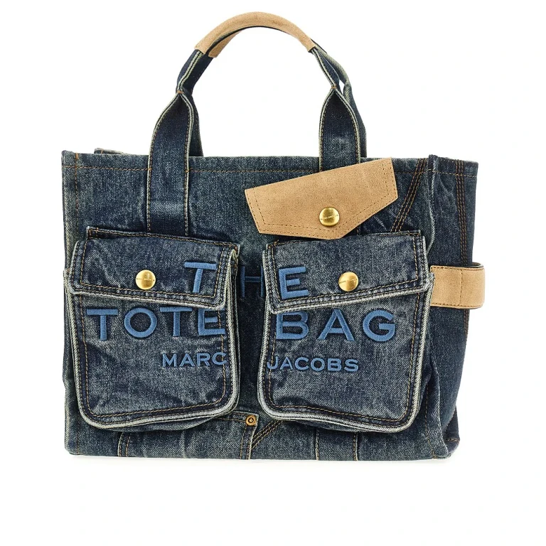 MARC JACOBS Denim and suede medium Cargo tote bag Woman One Size