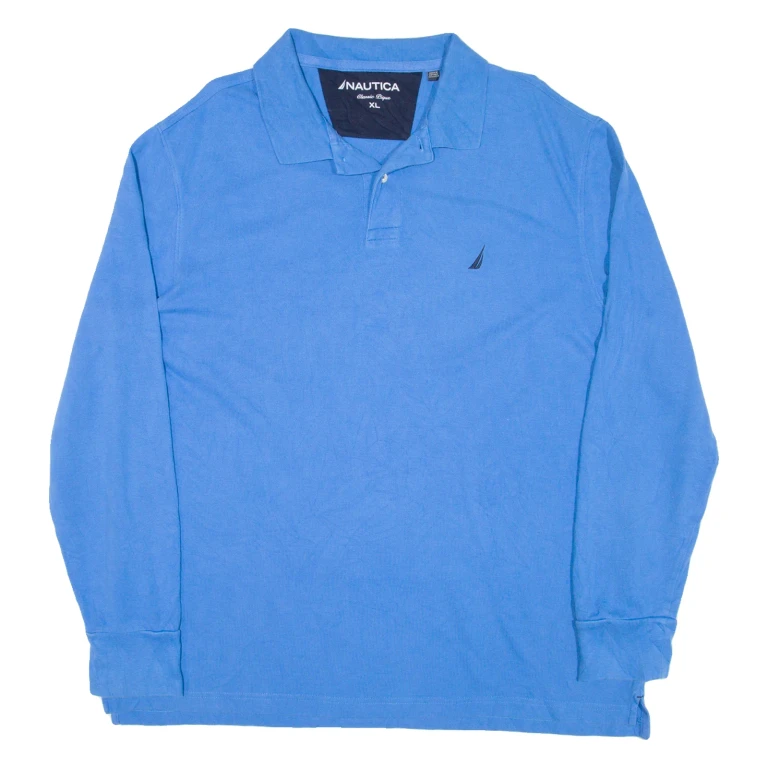NAUTICA Mens Polo Shirt Blue Long Sleeve XL
