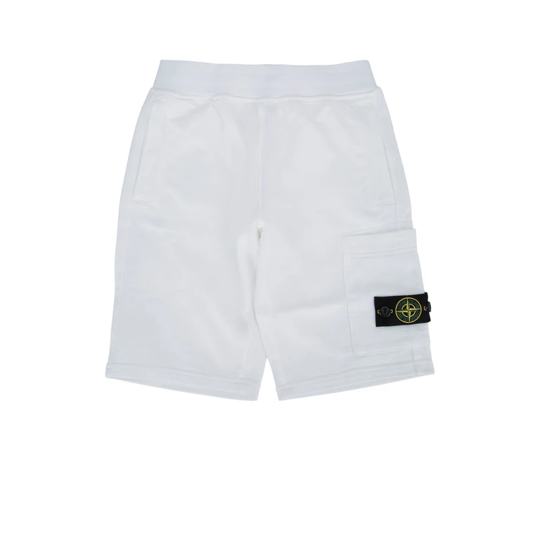 Stone Island Kids Sweat Bottoms White Capo: Cotone Pantaloni