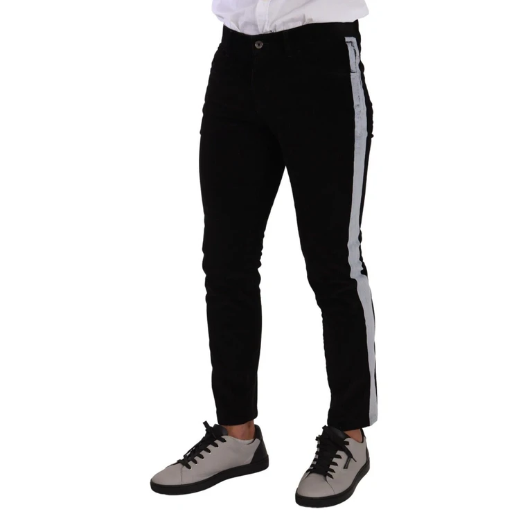 Dolce & Gabbana Black Cotton Stretch Skinny Corduroy Jeans Elastane Clothing - Men