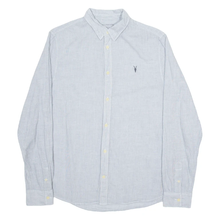 ALL SAINTS Mens Plain Shirt Grey Long Sleeve S