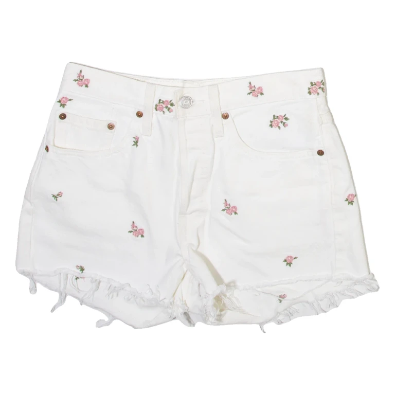 LEVI'S 501 Womens Casual Shorts Cream Floral XS W26