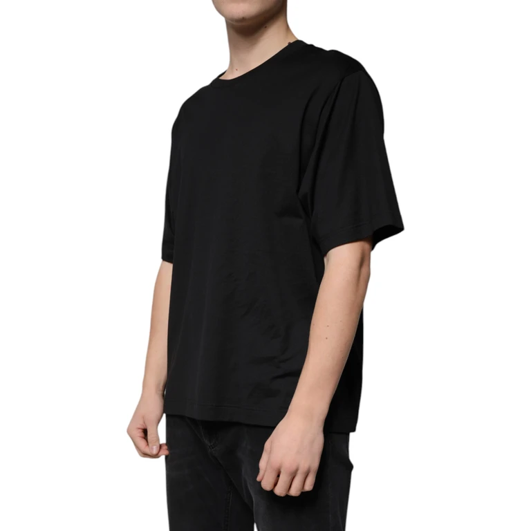 Dolce & Gabbana Black Cotton Crew Neck Short Sleeves T-Shirt - Men