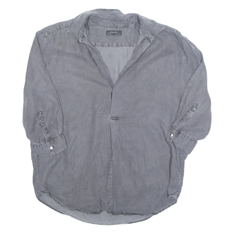 ZARA Womens Blouse Grey Collared M