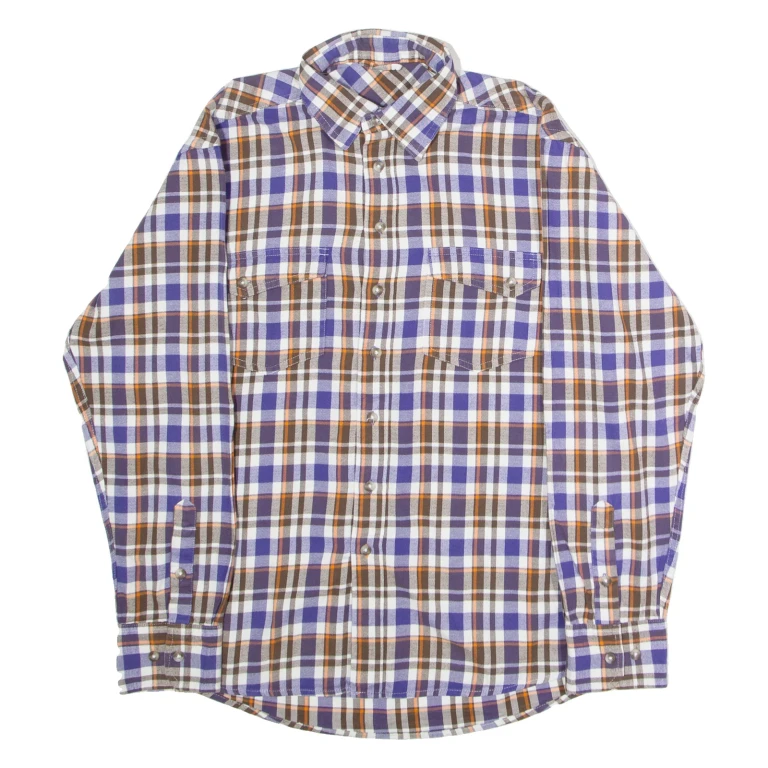 TCM Mens Shirt Blue Plaid Long Sleeve M
