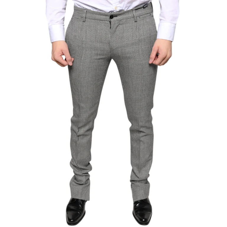 Dolce & Gabbana Gray Check Tartan Wool Skinny Pants Virgin - Men