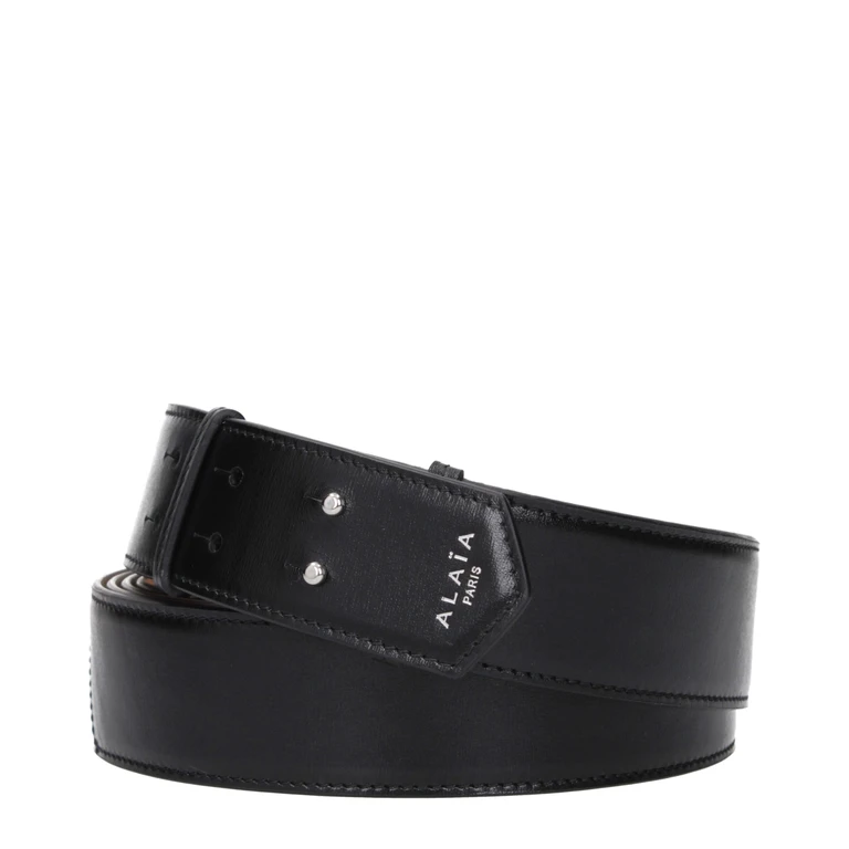 Black Leather Regular Belt - Women