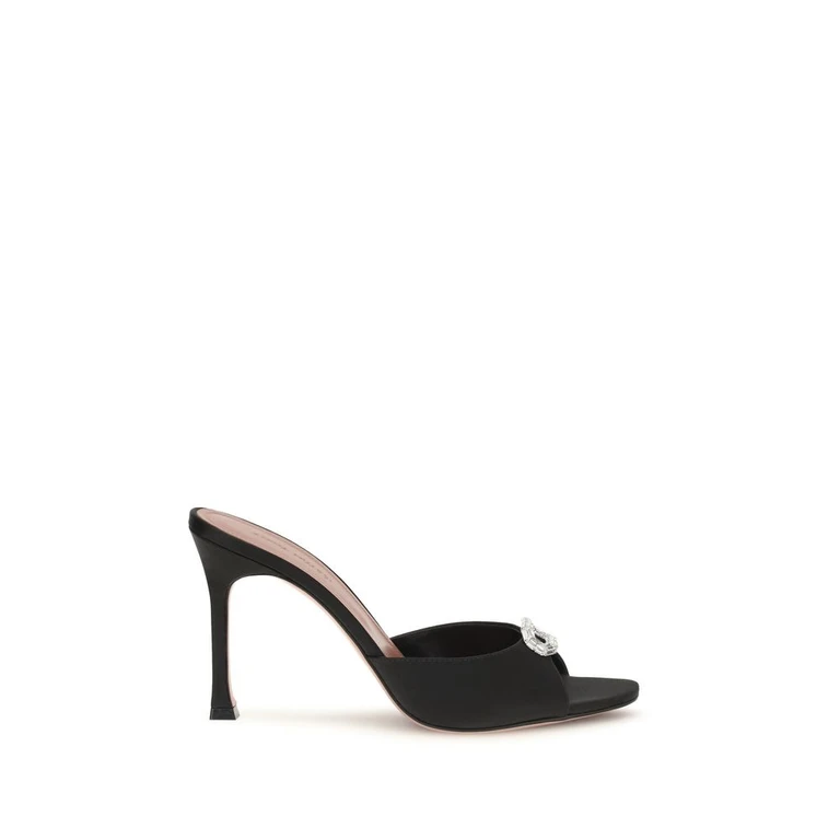 Black Silk Stiletto Heel Sandals - Women