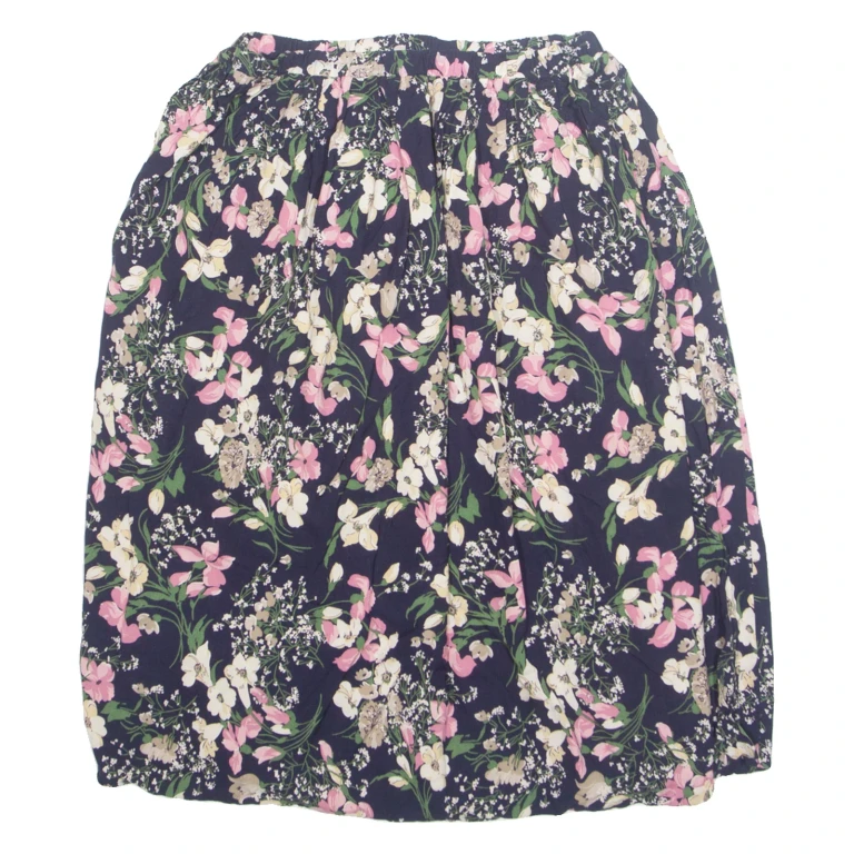 Womens A-Line Skirt Blue Knee Length Floral M