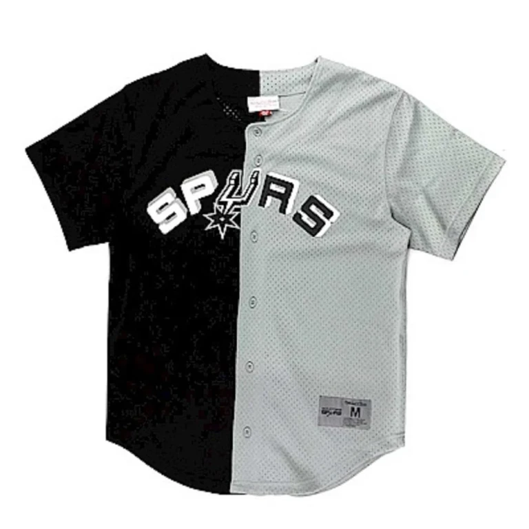 Men's NBA Split Color Mesh Button Front Spurs