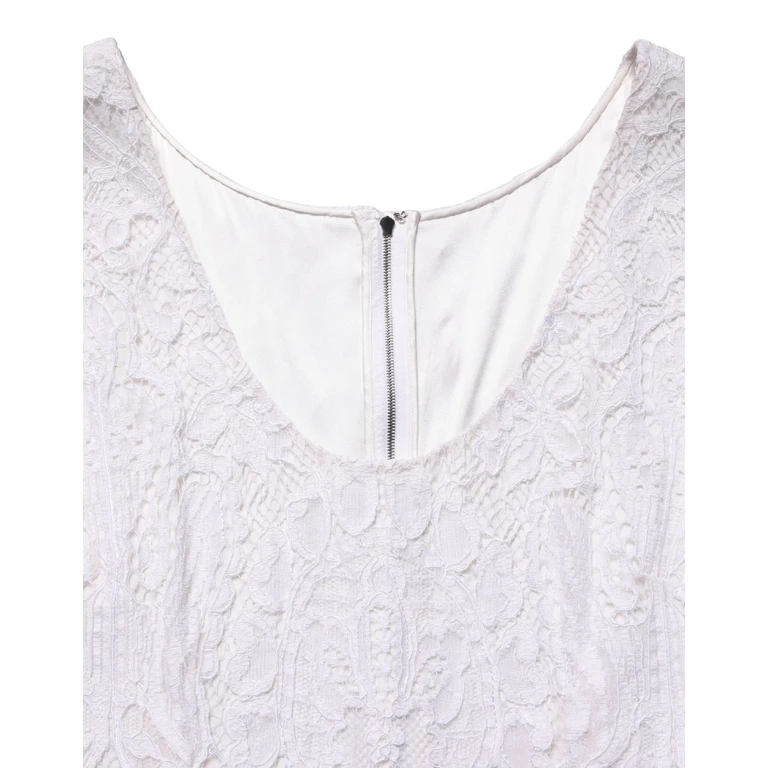 White Floral Lace Sleeveless Midi Dress Viscose Nylon - Women