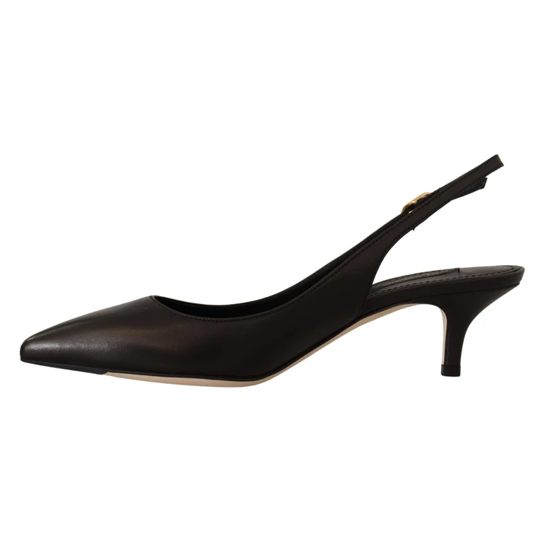 Dolce & Gabbana Black Leather Slingbacks Heels Pumps Shoes - Women