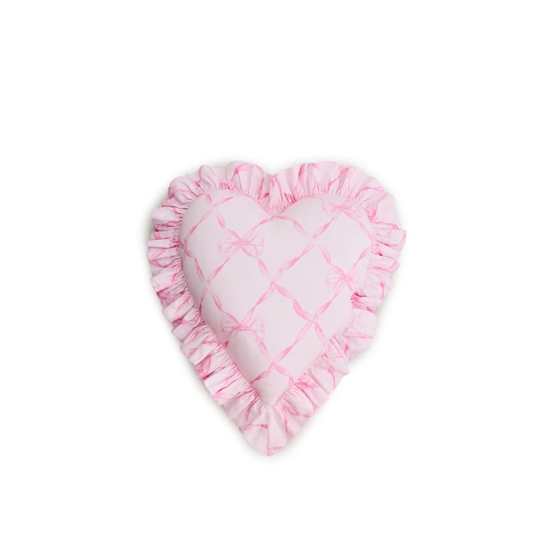 LoveShackFancy Heart Ruffle Pillow Raspberry Rose One Size